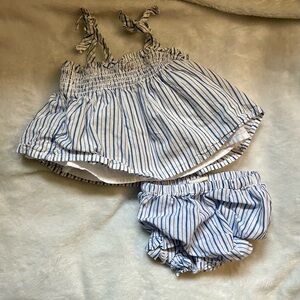 GAP Baby Blue and White Striped Outfit